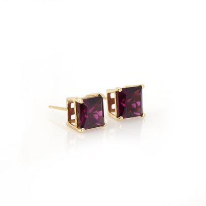 Rohdolite Garnet Studs Yellow January Earring 14K Gold