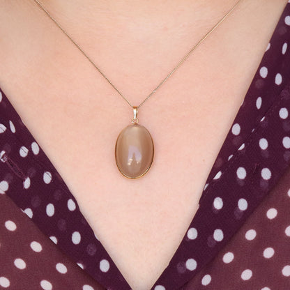 Peach Moonstone Pendant 14K Gold