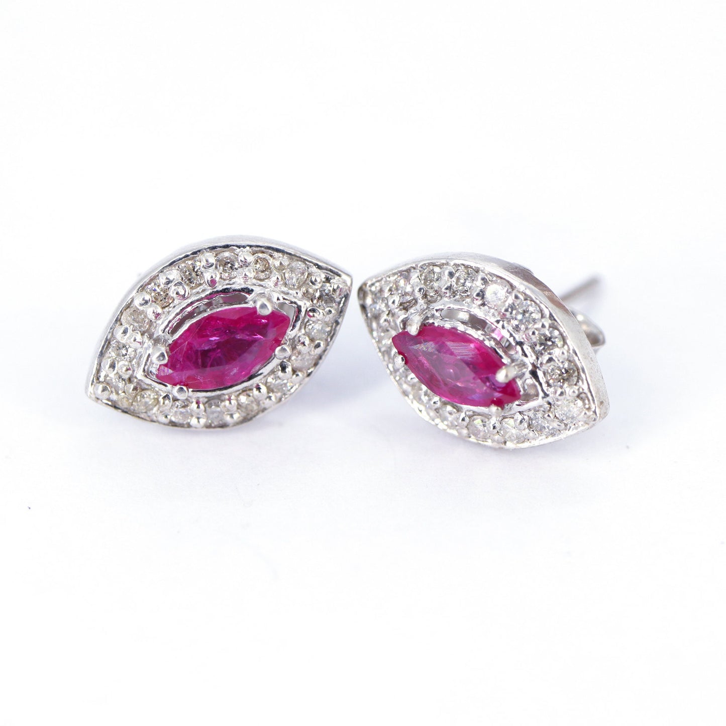 Evil Eye 925 Sterling Studs Ruby & Studs Birthday Wife Studs Dainty Marquise Cut Stone Silver