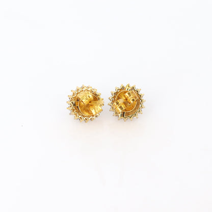 Cluster Center Stone Star Ruby Studs Yellow Birth Gemstone Stud Earring 18K Gold