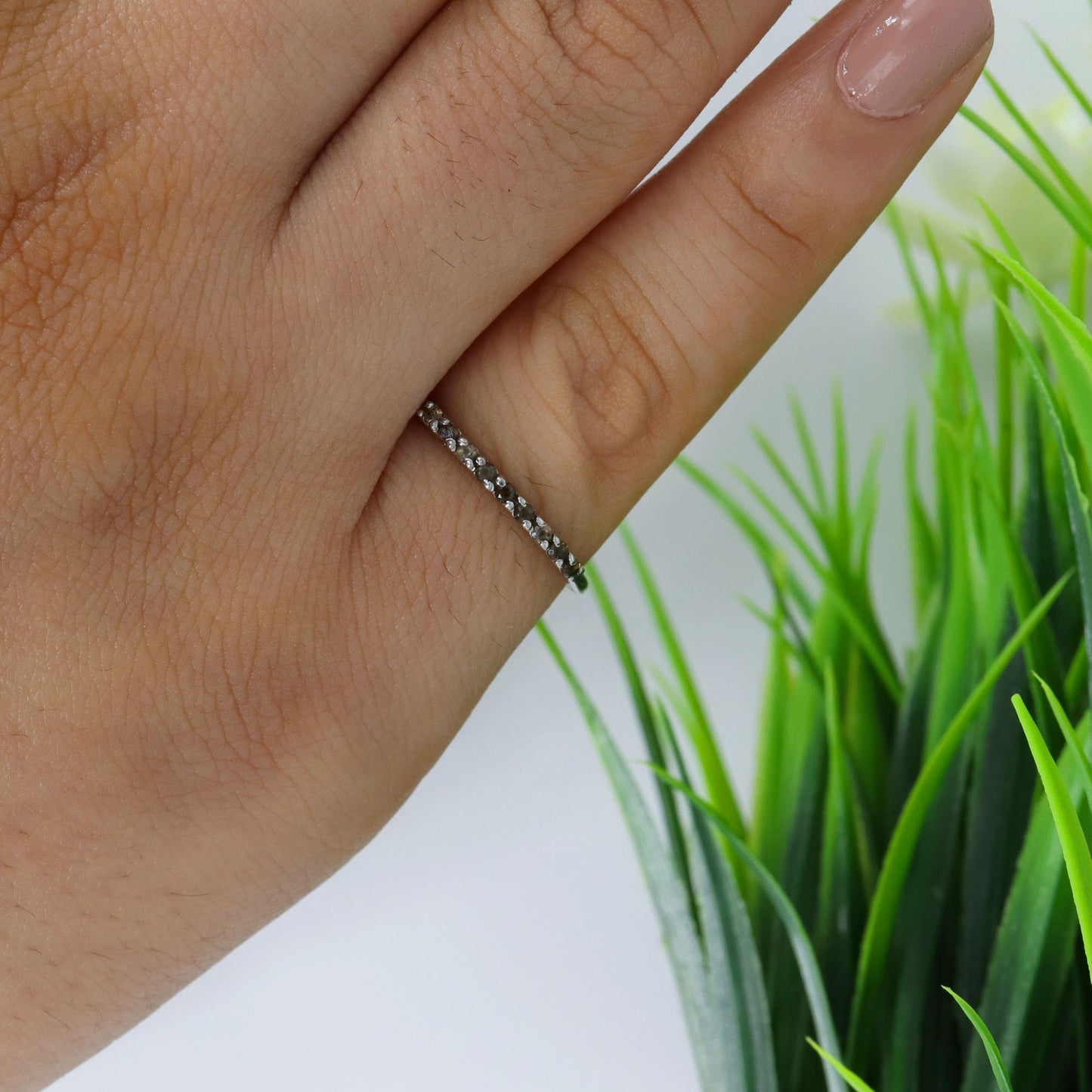Minimalist Amethyst Smokey Quartz Citrine Gemstone Ring Silver
