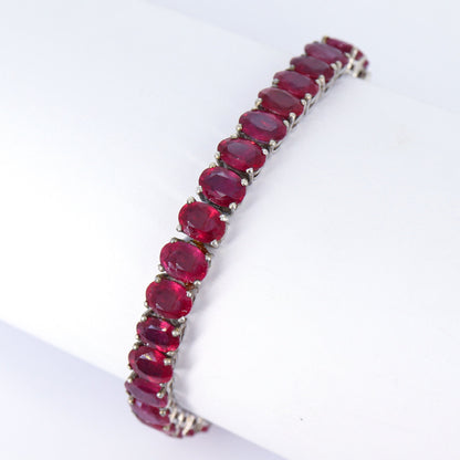 Ruby Gemstone Bracelet Silver