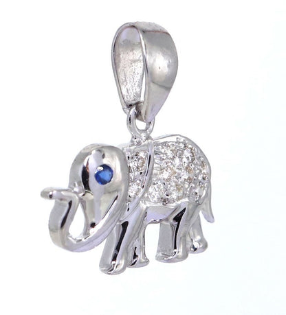 Blue Sapphire White Elephant Pendent White Pendant 14K Gold
