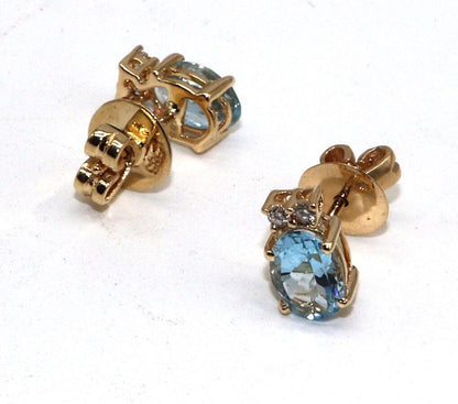 Aquamarine Stud Earring 14K Gold