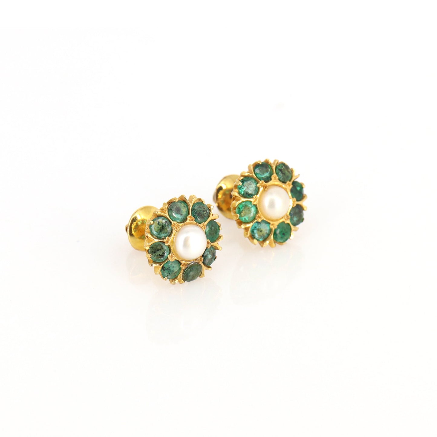 Yellow Emerald Pearl Earring 18K Gold