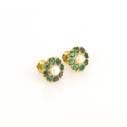 Yellow Emerald Pearl Earring 18K Gold