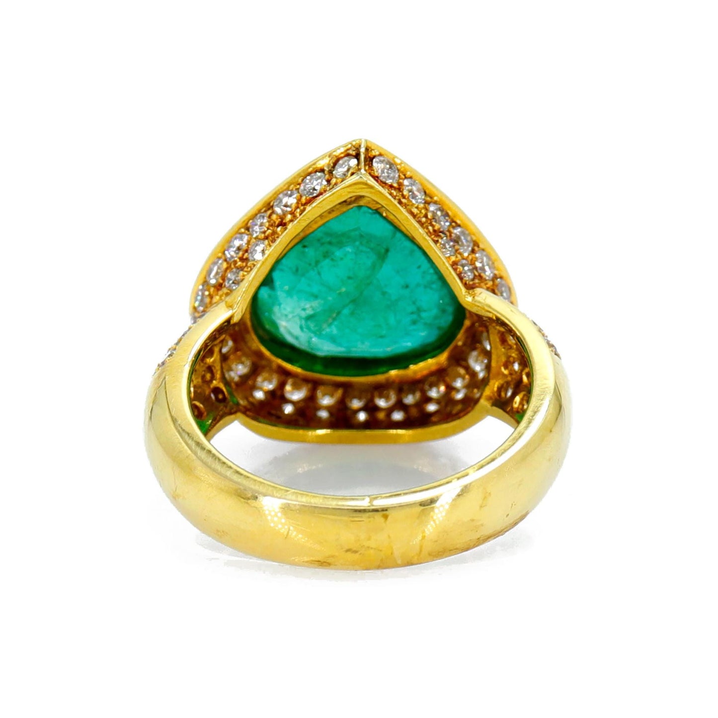 Pear Shape Emerald Round Shape Ring 18K Gold
