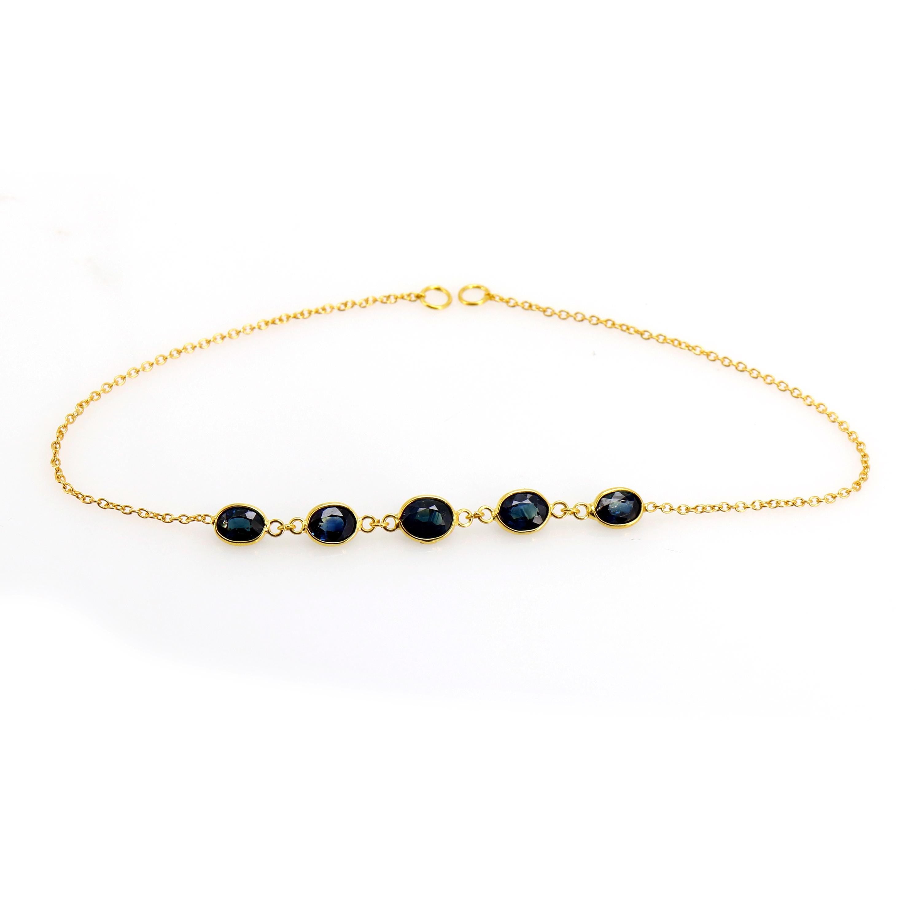Blue Sapphire Bracelet 14K Gold