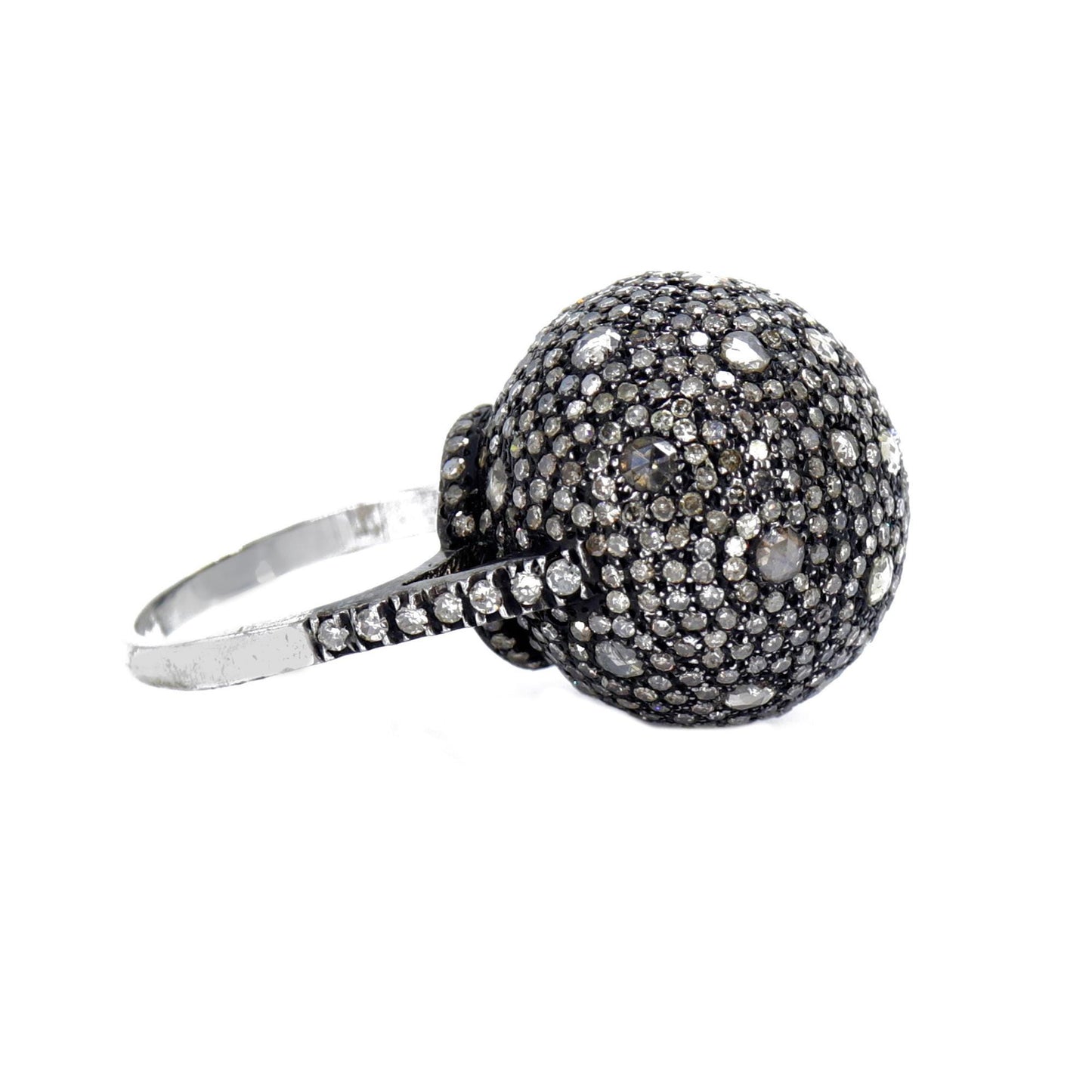 Vintage Glamour Sterling Ball Shape Round Ring Silver
