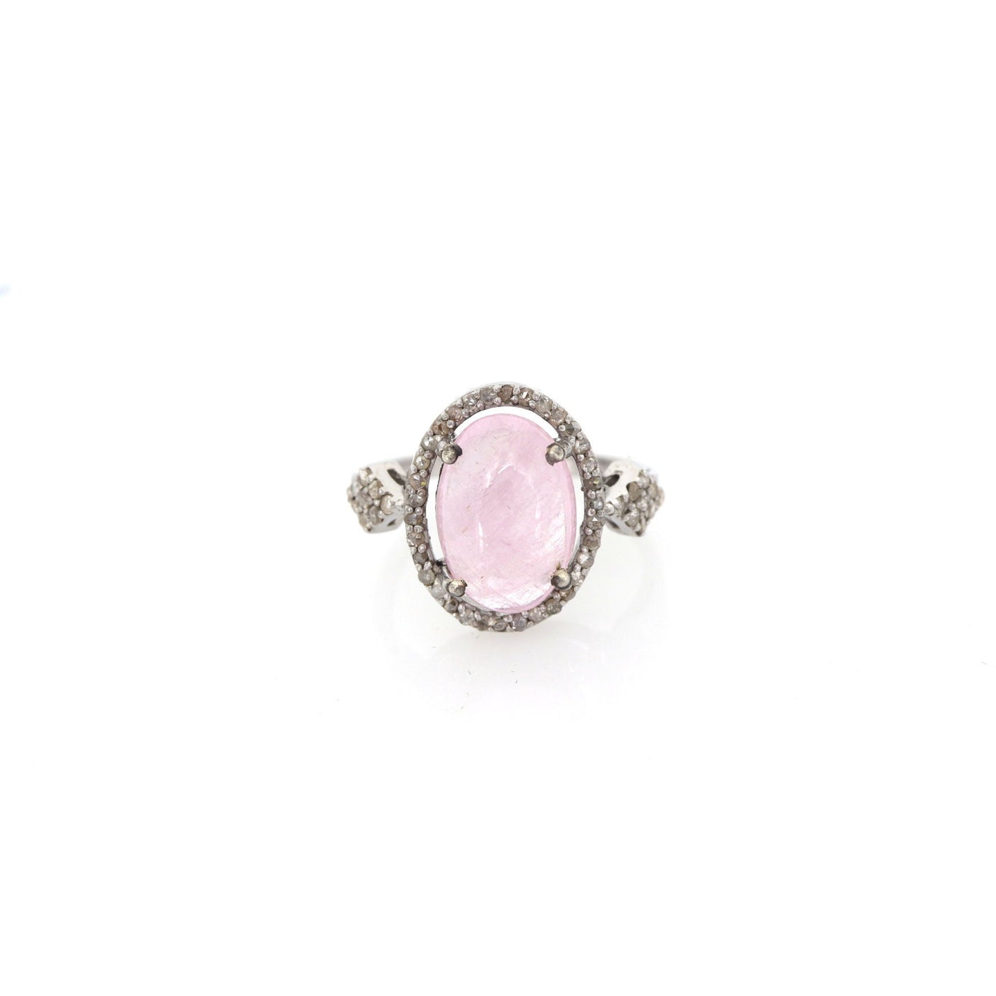 Pink Tourmaline Gemstone Pave 925 Handmade Fashion Ring Silver
