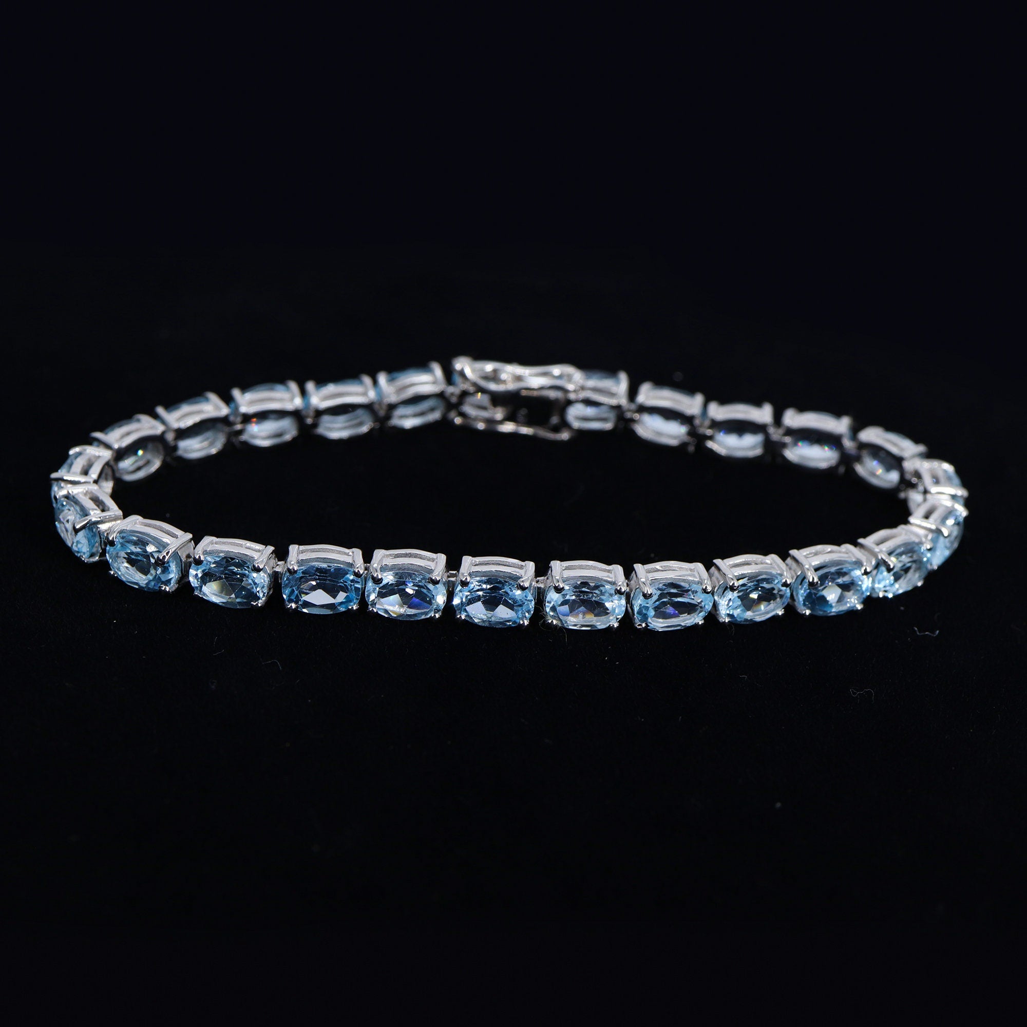 Faceted Blue Topaz Bracelet Silver