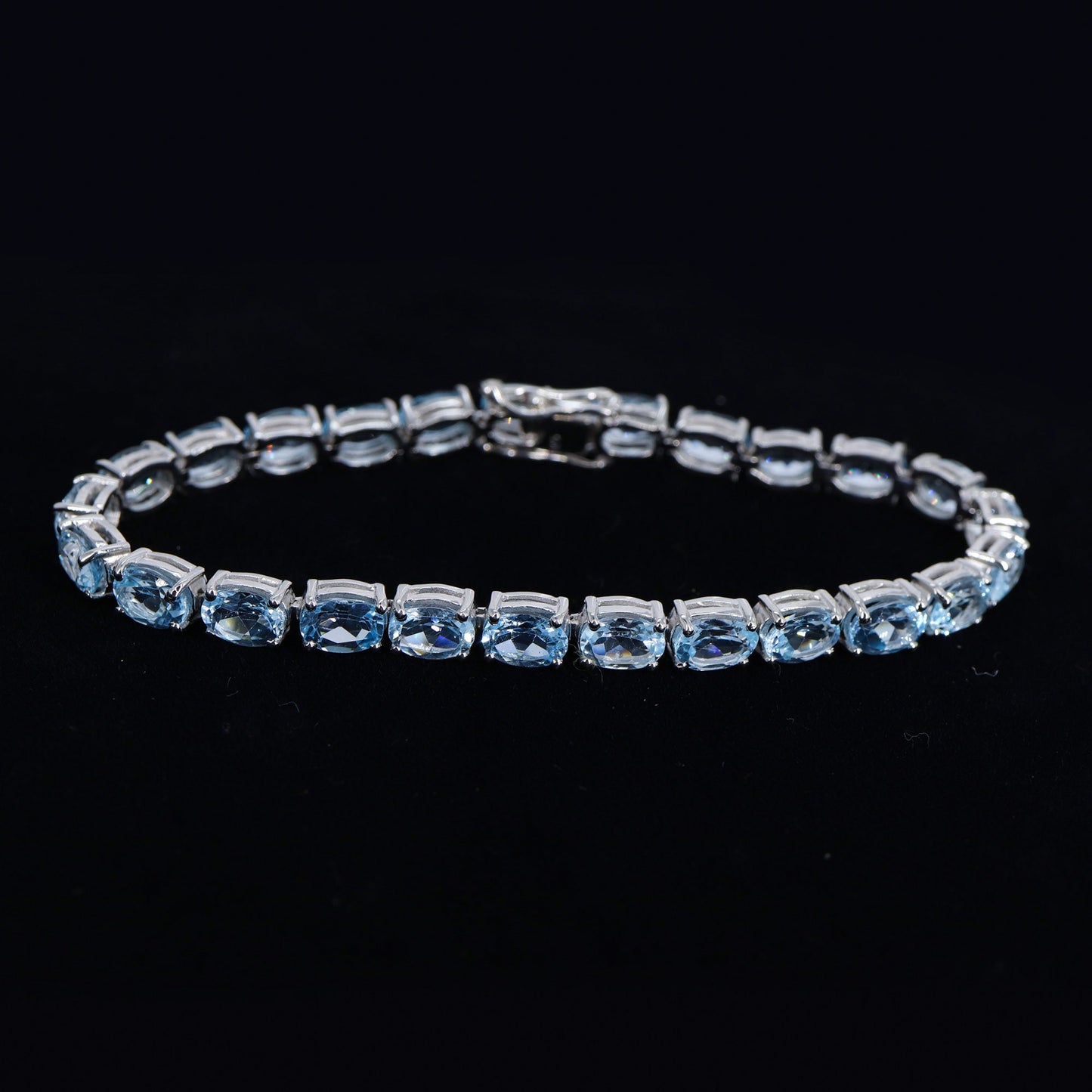 Faceted Blue Topaz Bracelet Silver