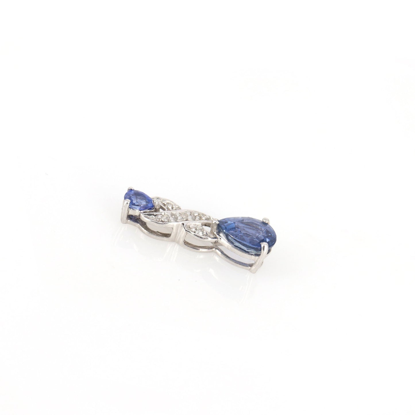 Pear Cut Blue Sapphire Pendant 14K Gold