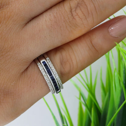 Magical Band Band Half Eternity Band Ruby Blue Sapphire Emerald Stone Ring Silver