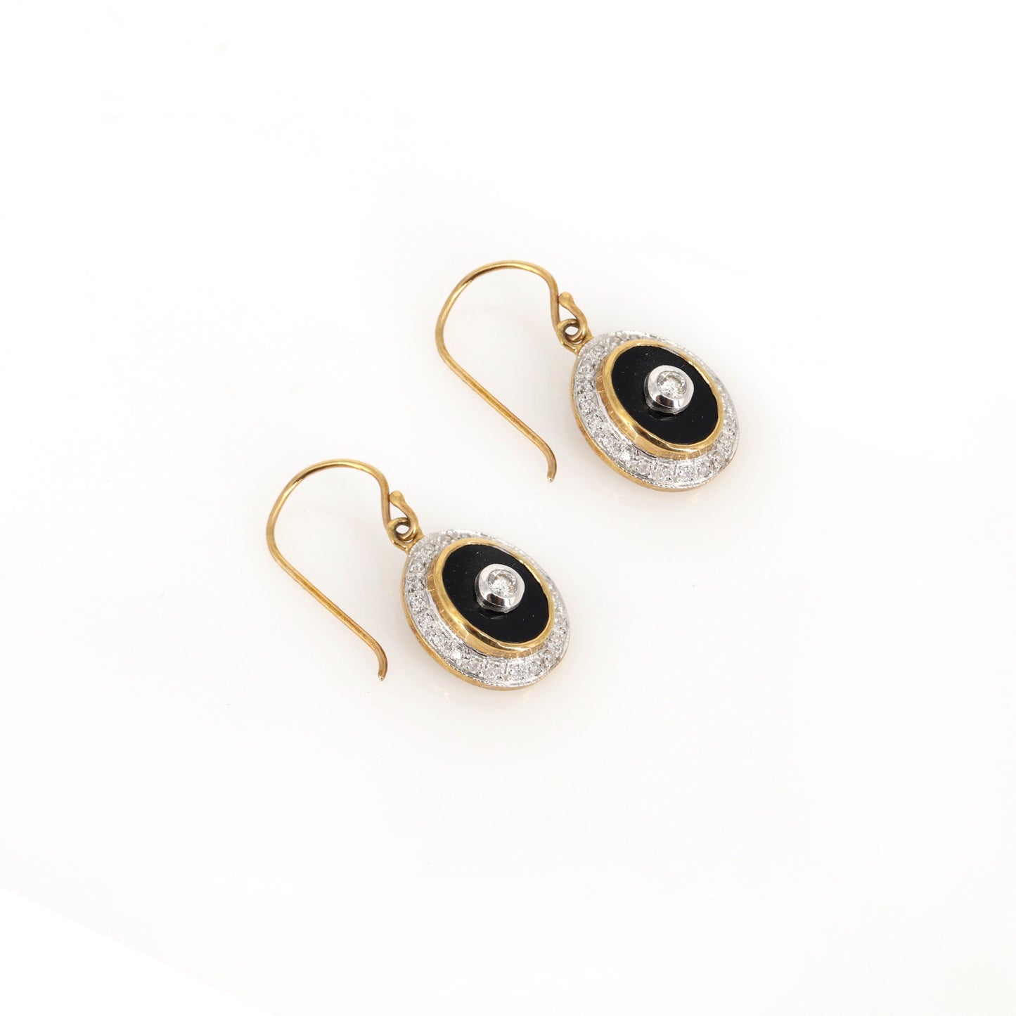 Black Onyx Dangle Earring Gold