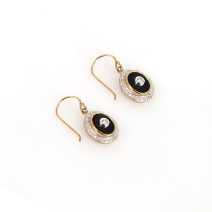 Black Onyx Dangle Earring Gold