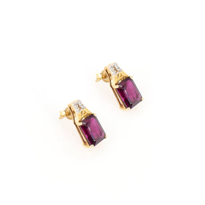 Rohdolite Garnet & Studs Yellow Earring 14K Gold