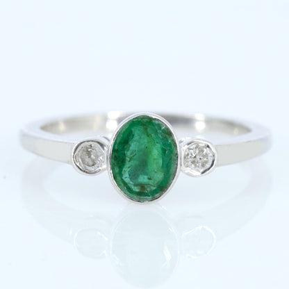 Oval Cut Gemstone 925 Sterling Emerald Ring Silver