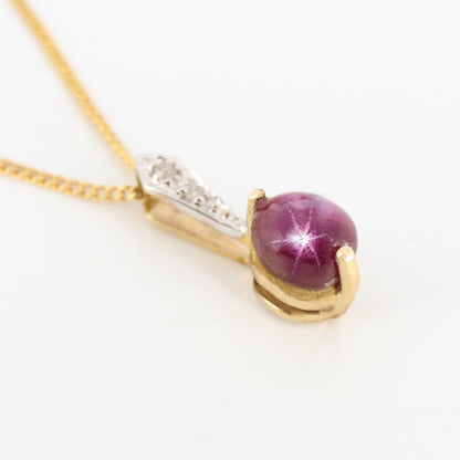 Star Ruby Pendant 14K Gold