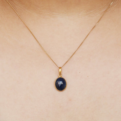 Yellow Blue Sapphire Pendant 18K Gold