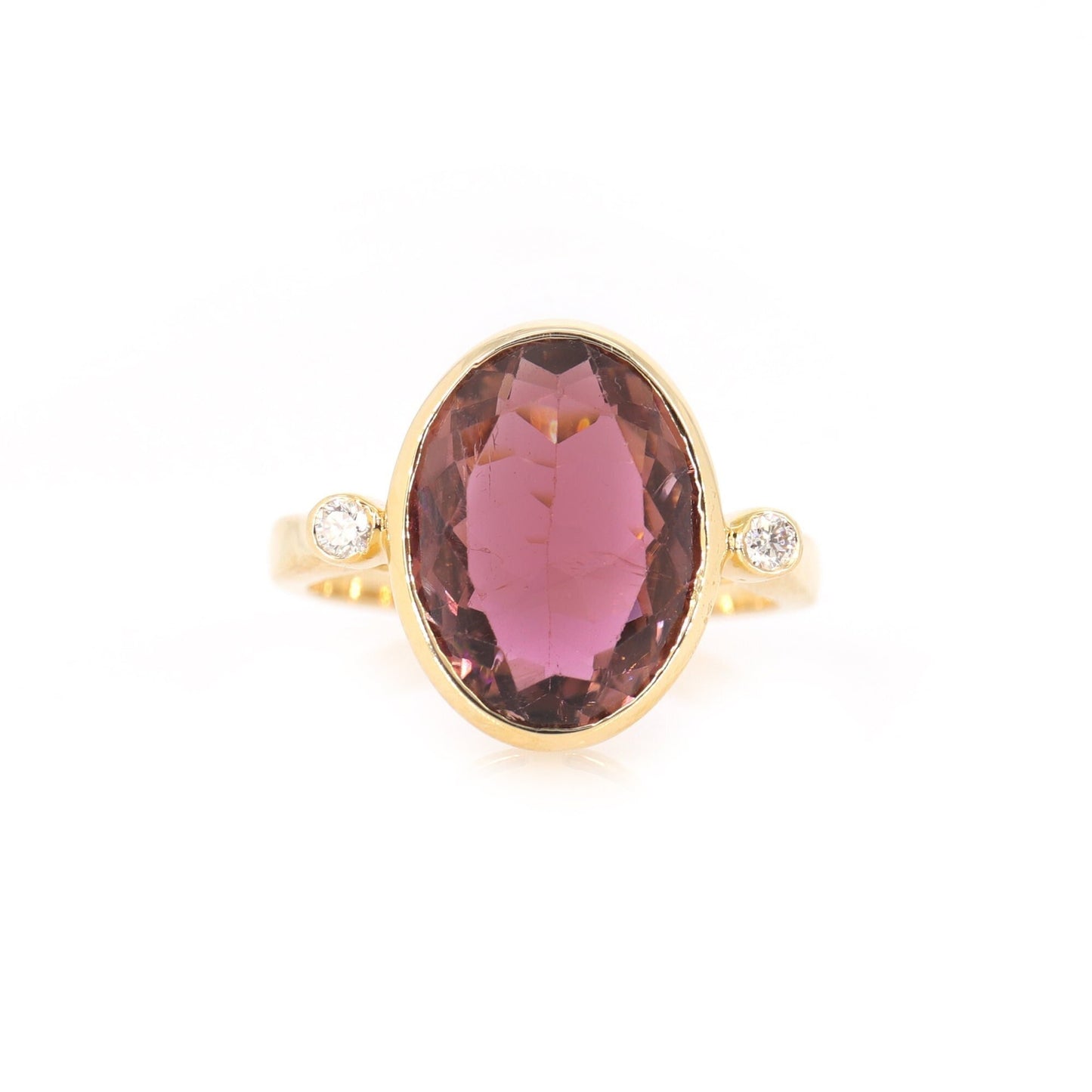 Pink Or Peach Tourmaline Oval Solitaire Ring 14K Gold