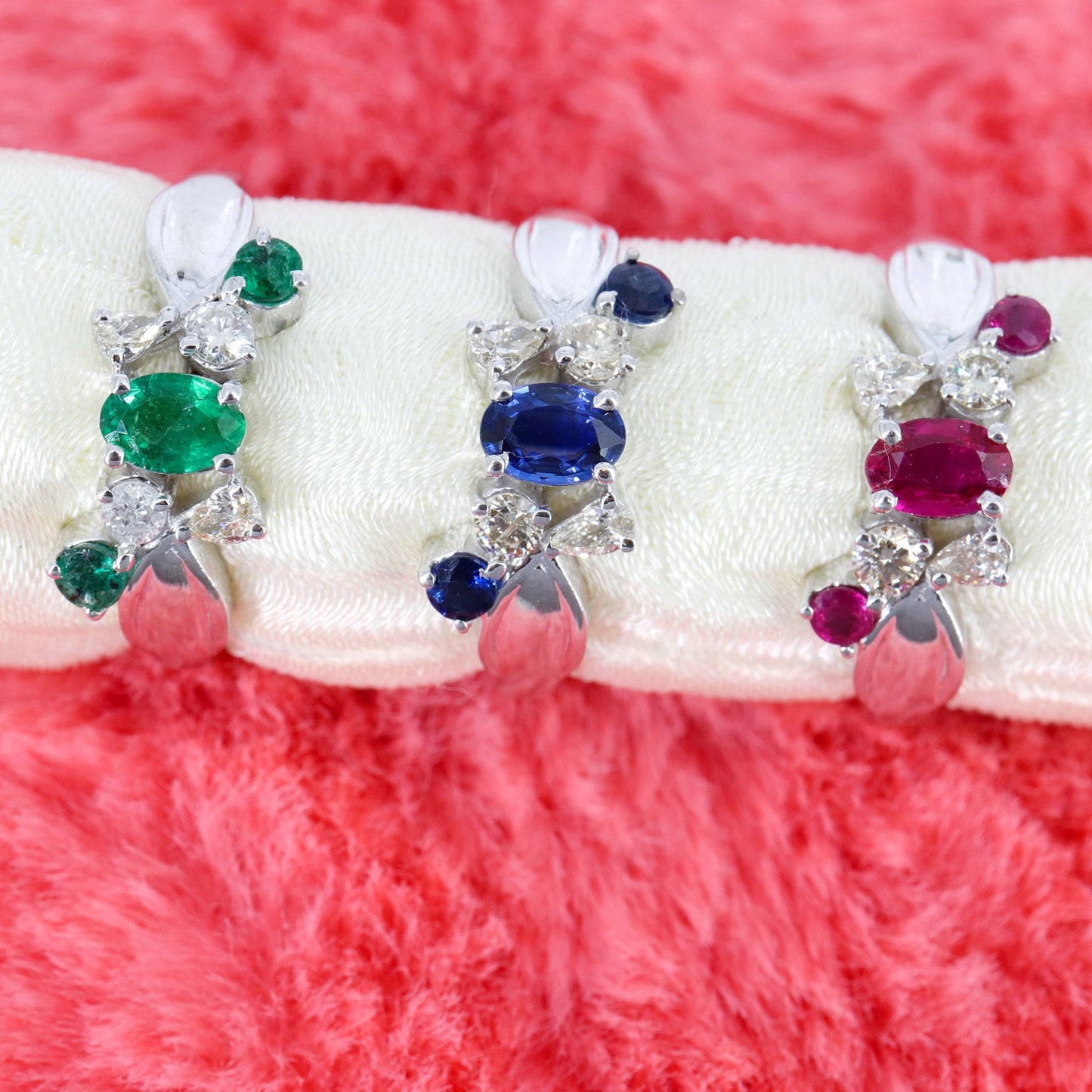 Ruby Emerald Sapphire Ring Silver