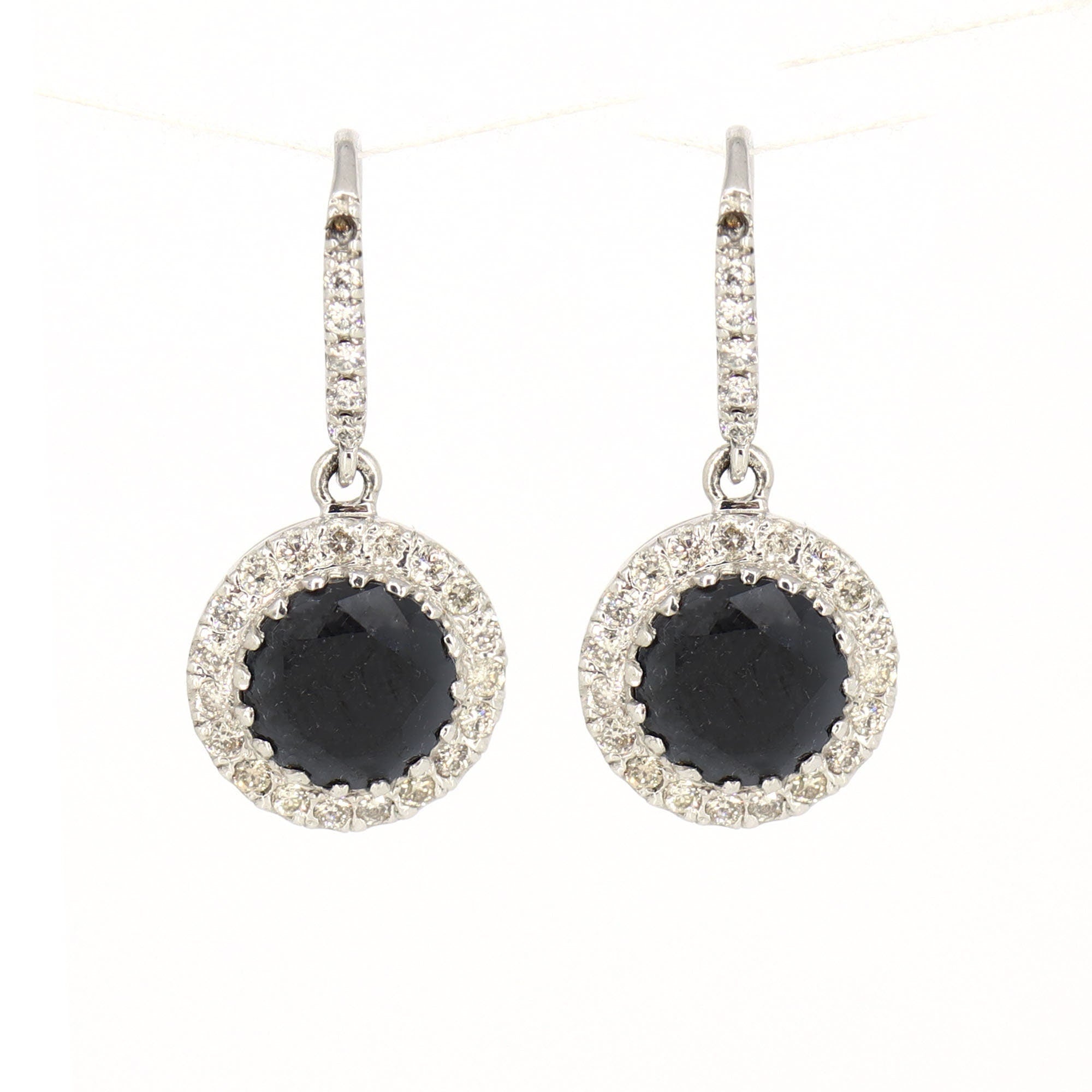 Genuine White Black & White Drop / Dangle Earring 18K Gold