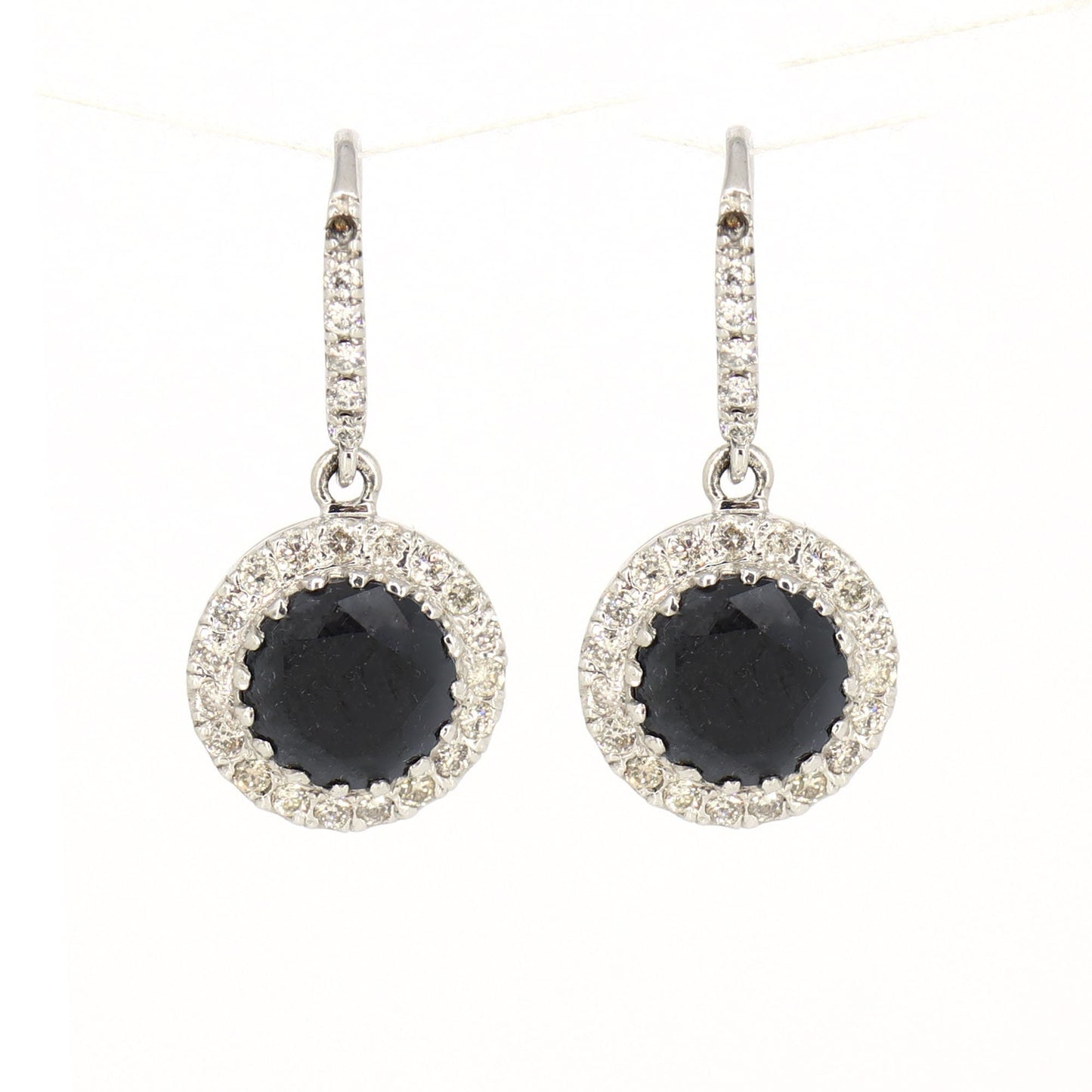 Genuine White Black & White Drop / Dangle Earring 18K Gold
