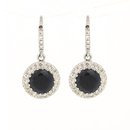 Genuine White Black & White Drop / Dangle Earring 18K Gold