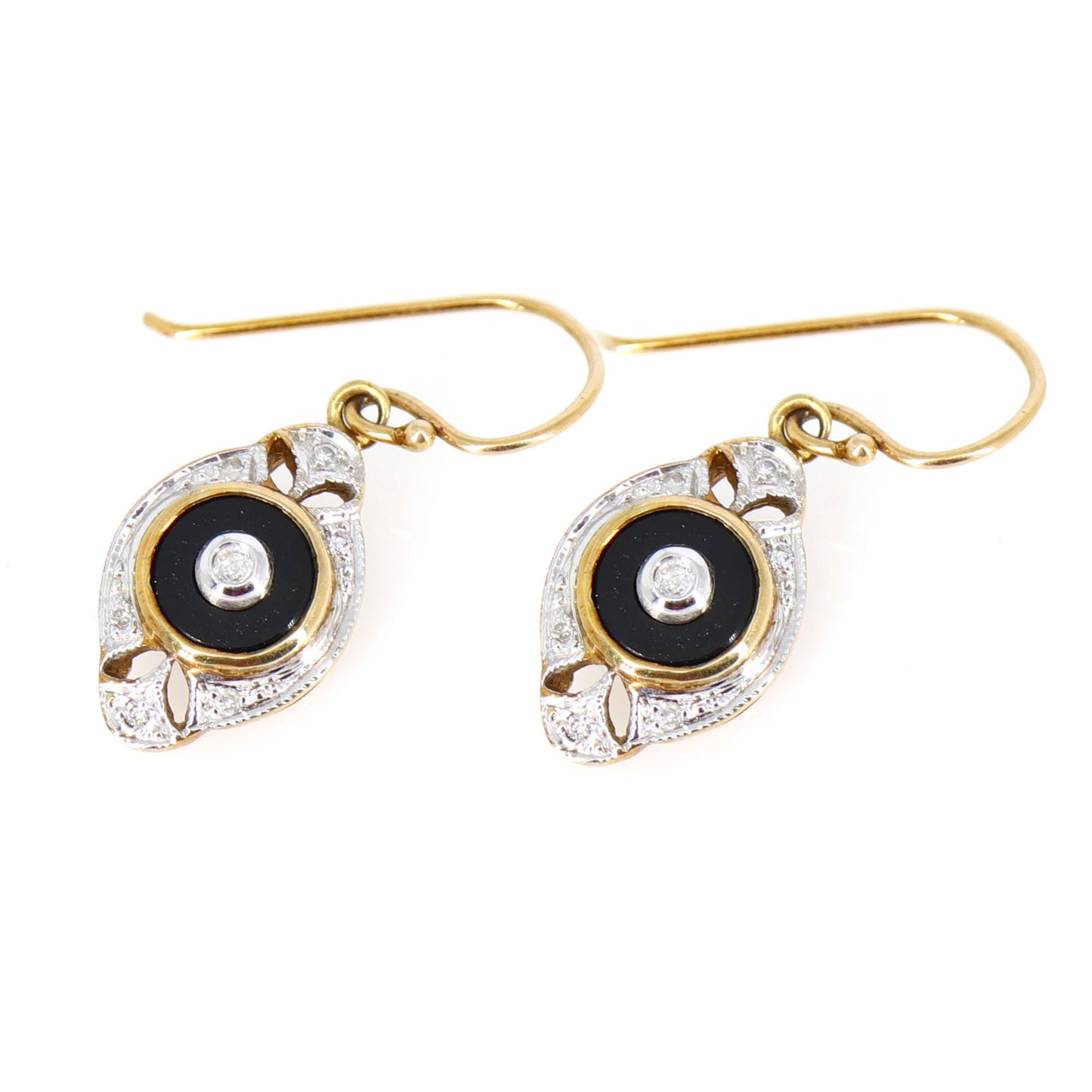 Black Onyx Dangle Earring Gold