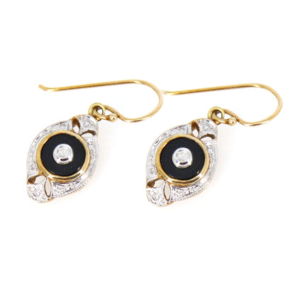 Black Onyx Dangle Earring Gold