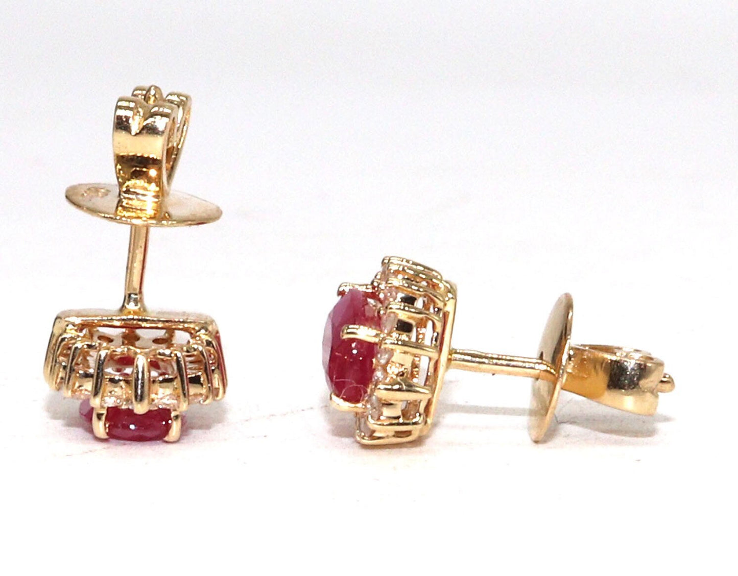 Yellow Ruby Halo Cluster Stud Earring 14K Gold