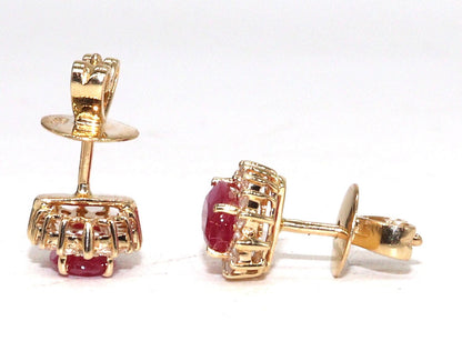 Yellow Ruby Halo Cluster Stud Earring 14K Gold