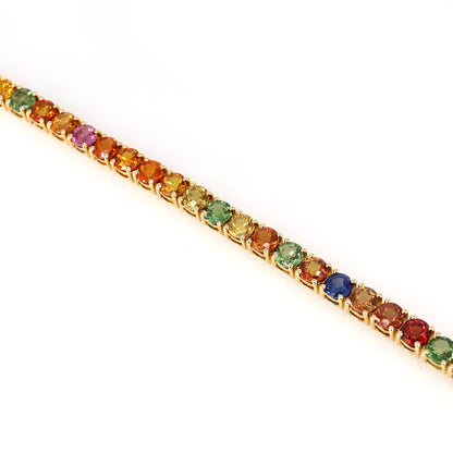 Rainbow Sapphire Tennis Bracelet 14K Gold