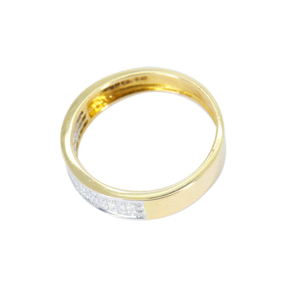 Half Eternity Yellow Band Princess Cut Ring 18K Gold