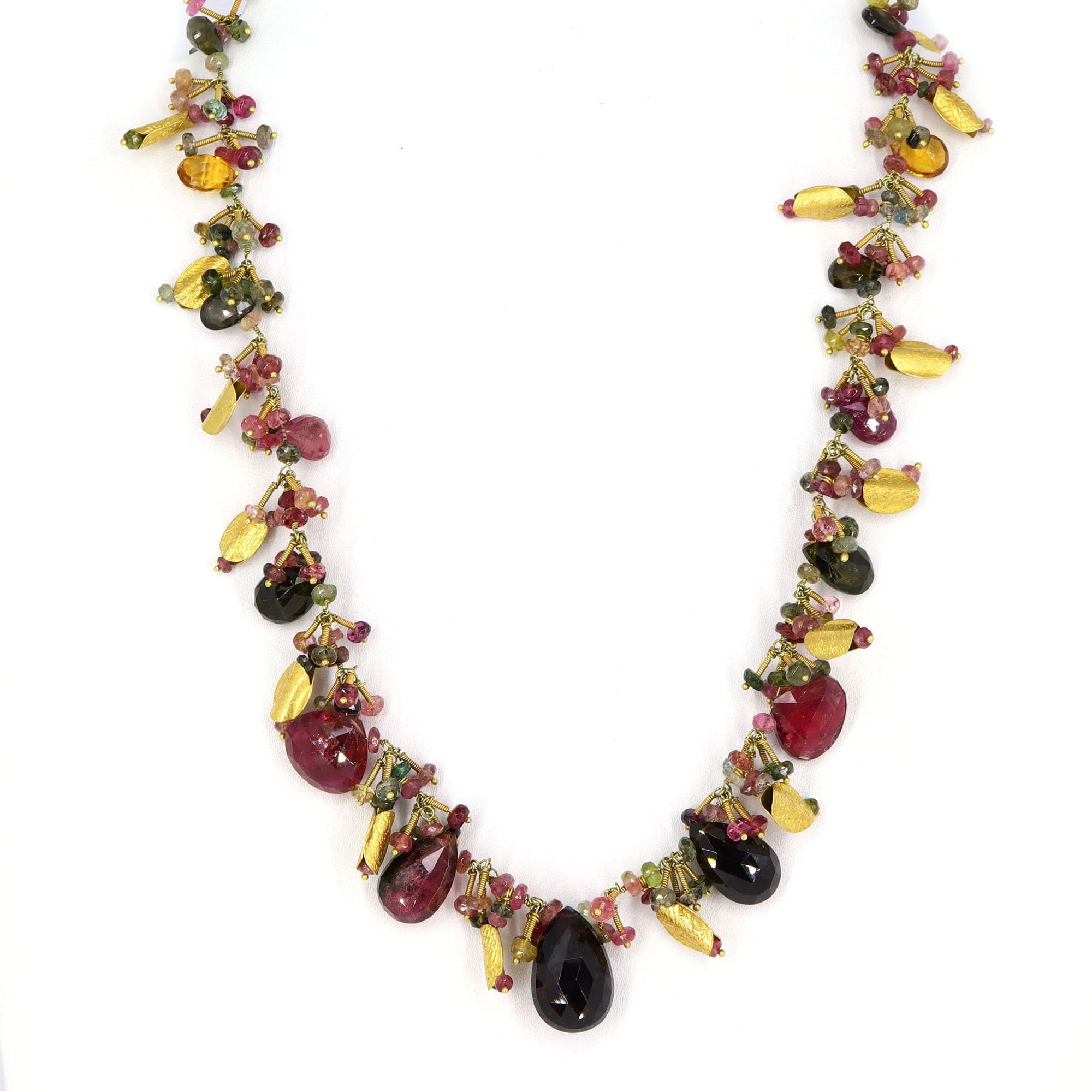Tourmaline Beaded Necklace 18K Gold