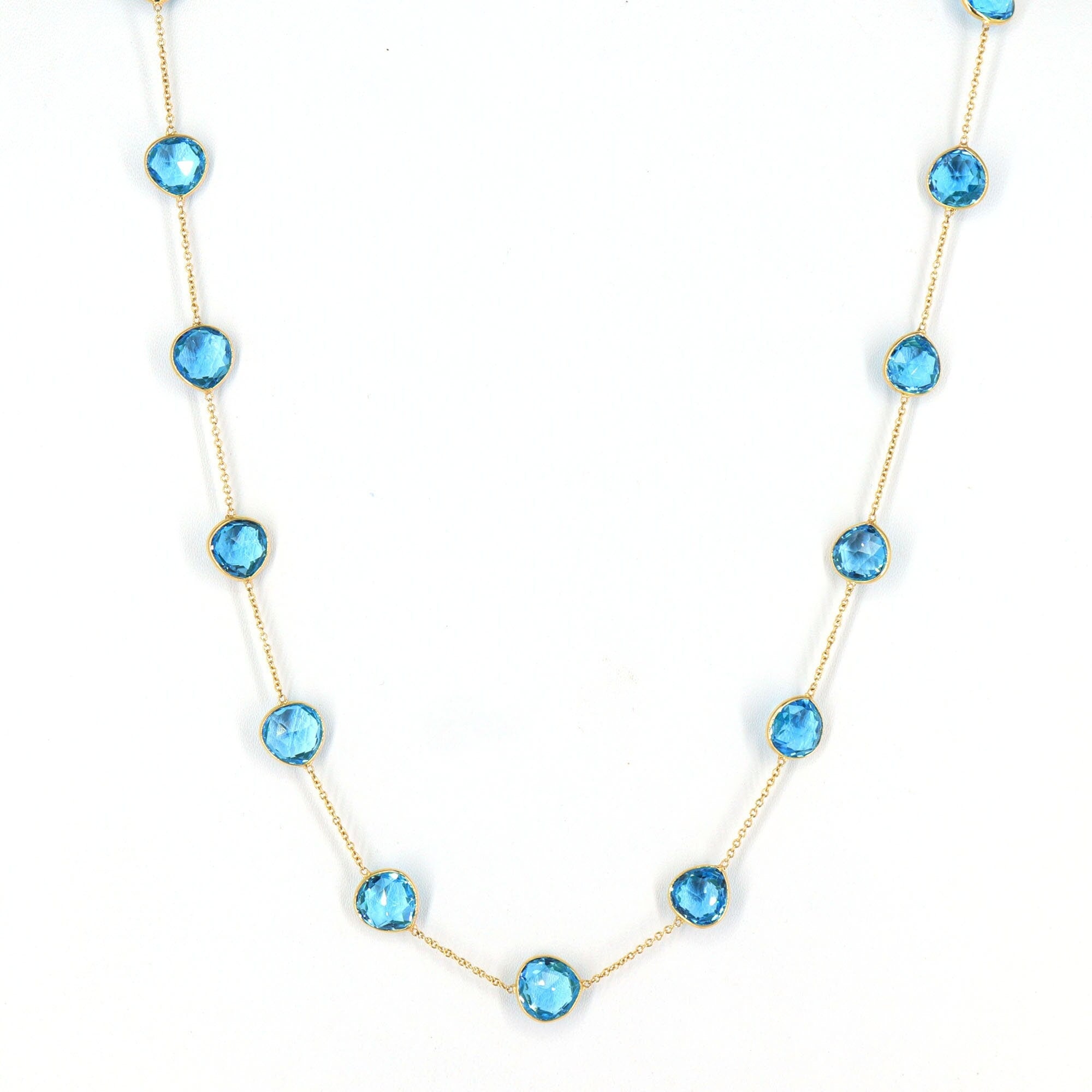 Blue Topaz Chain Blue Topaz Chain Blue Topaz Handmade Blue Topaz Chain Blue Topaz Delicate Chain 18Inches Long Chain 18K Gold