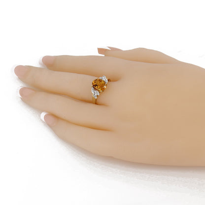 Yellow Citrine Statement Ring 14K Gold