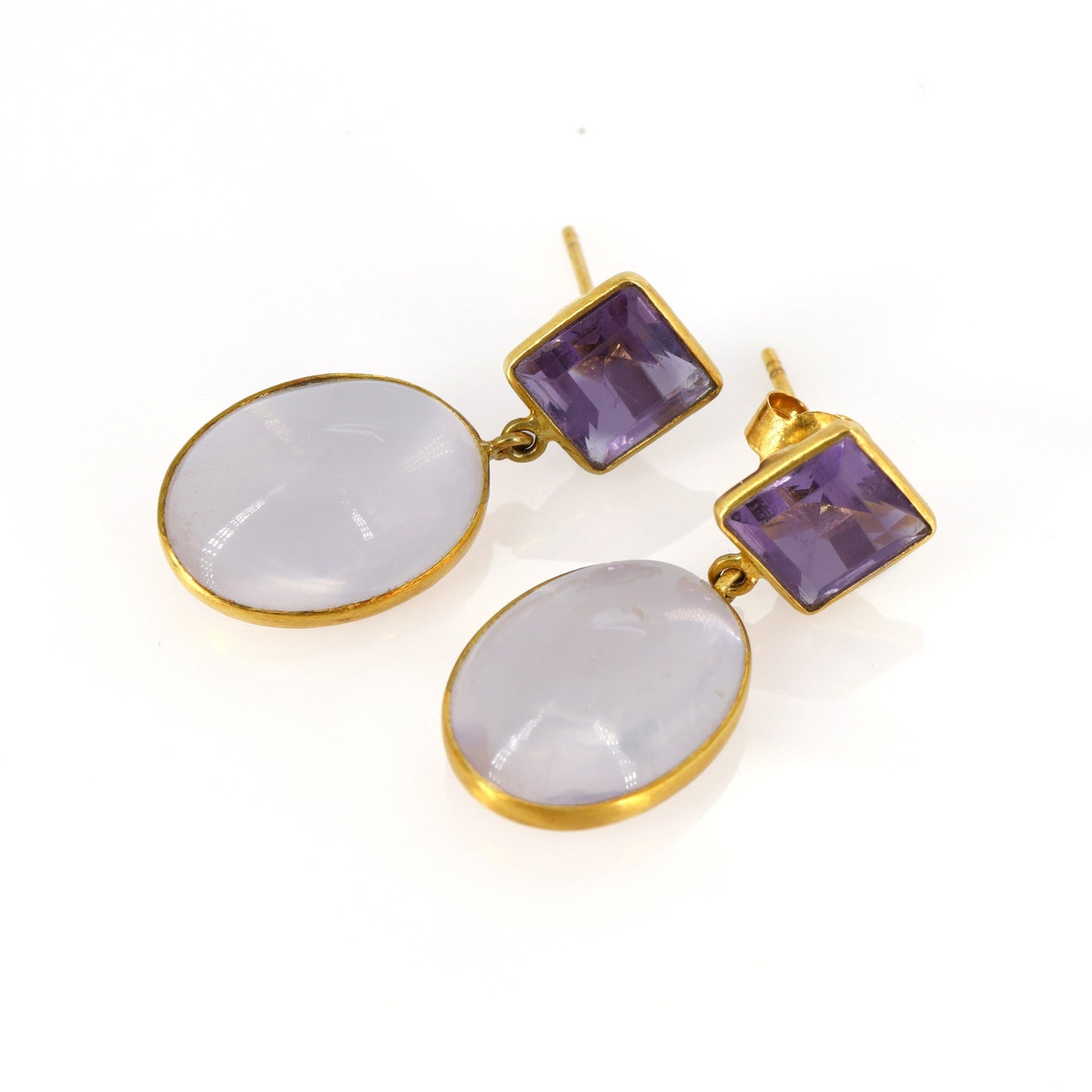 Amethyst & Rose Quartz Earring 18K Gold