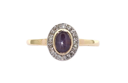 Halo Star Ruby Ring 14K Gold