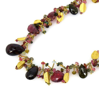 Tourmaline Beaded Necklace 18K Gold