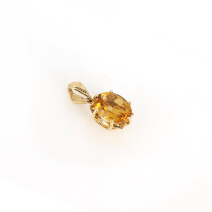 Oval Citrine Pendant 14K Gold