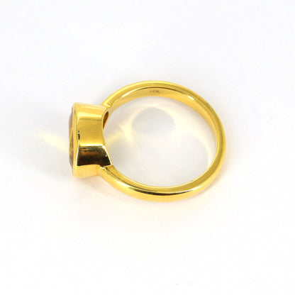 Statement Oval Cut Yellow Sapphire Unisex Ring 14K Gold