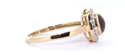 Halo Star Ruby Ring 14K Gold