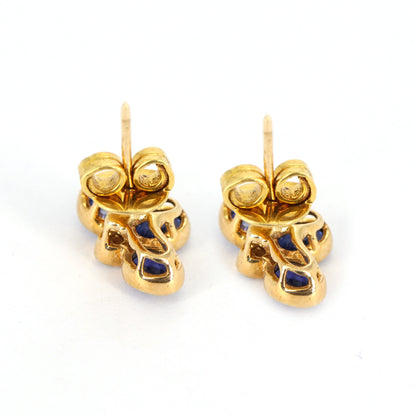 Genuine Sapphire/Ruby Studs/ Yellow Blue Sapphire/Ruby Earring 14K Gold