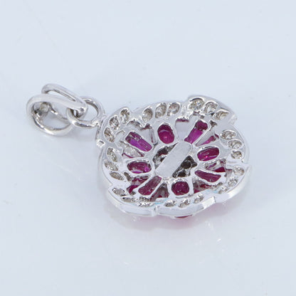Handmade White Ruby Flower Pendant 18K Gold