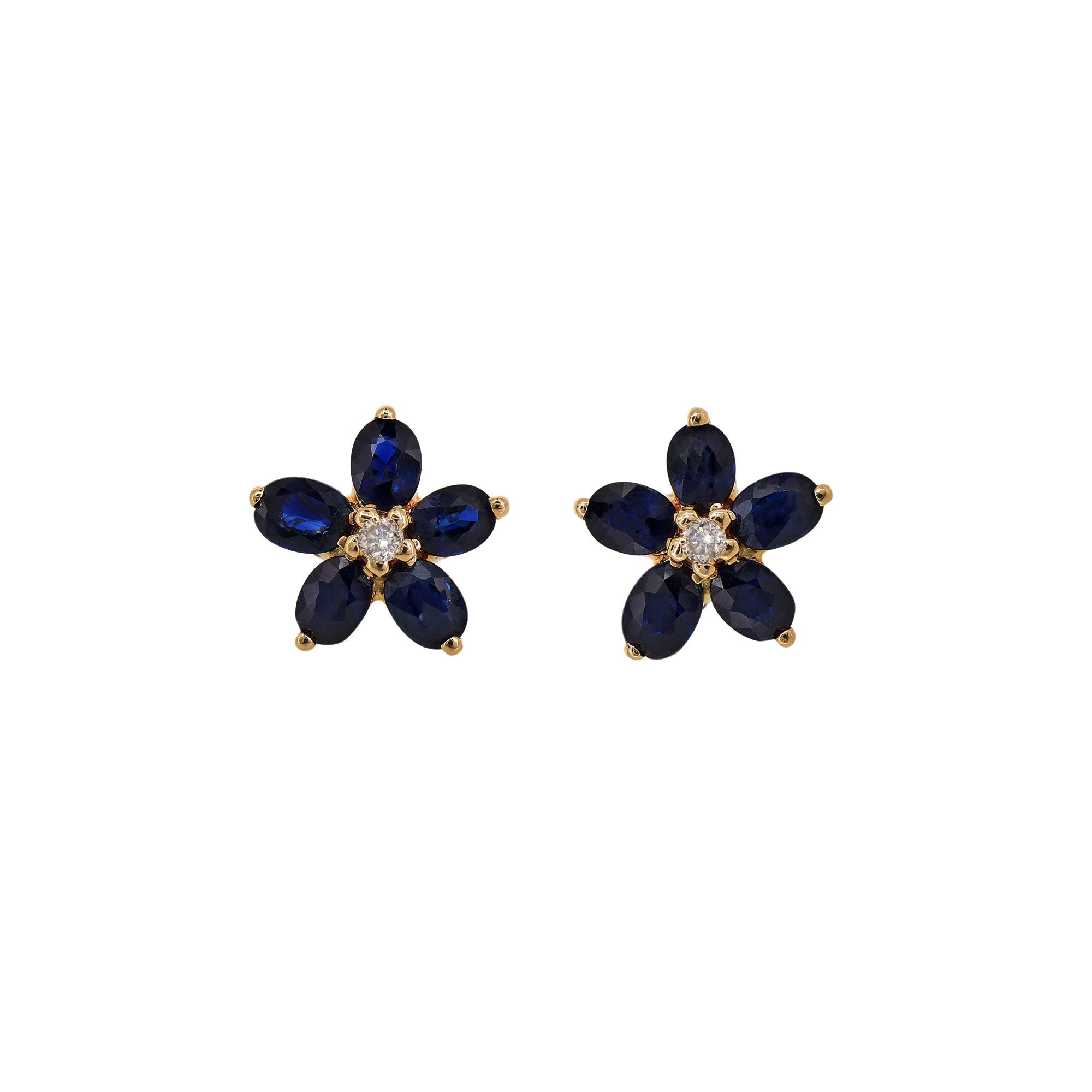 Yellow Handmade Blue Sapphire Earring 14K Gold