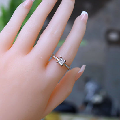 Princess Cut Rose Ring 18K Gold