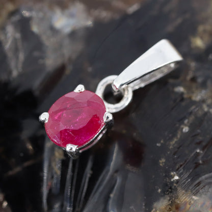 Vintage Sterling Ruby Pendant Silver