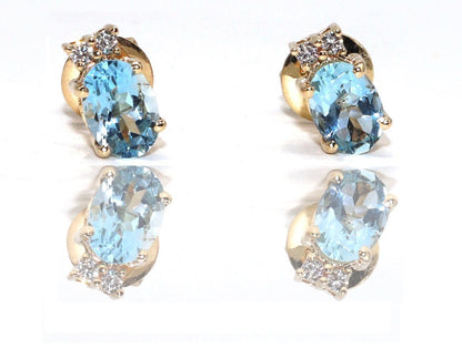 Aquamarine Stud Earring 14K Gold